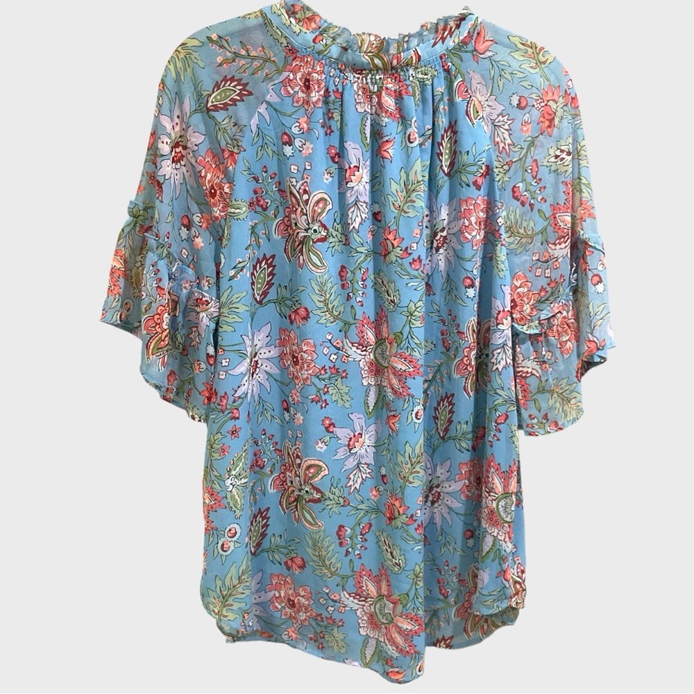 Loft Garden Ruffle Neck Chiffon Style Size Large - Picture 6 of 12